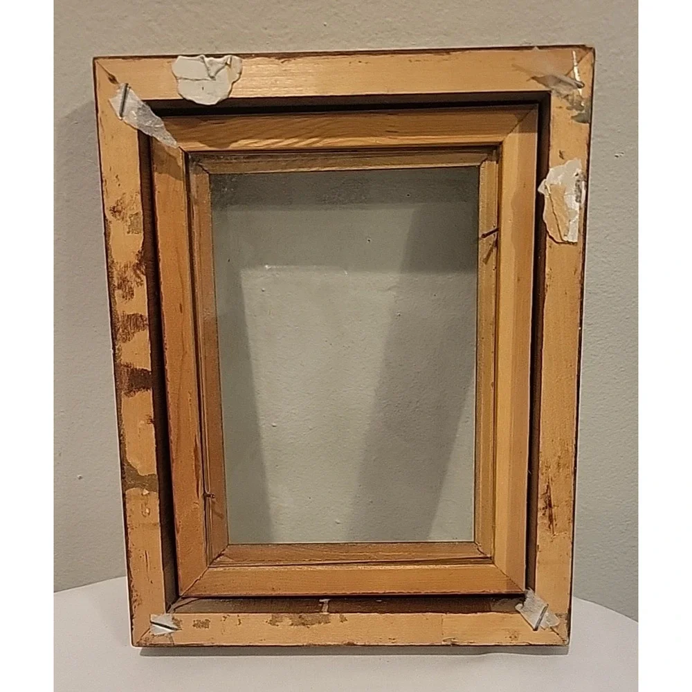 Painted Wood Photo Picture Frame Brown Gold Black Velvet Gold Trim 8x10 Abstract